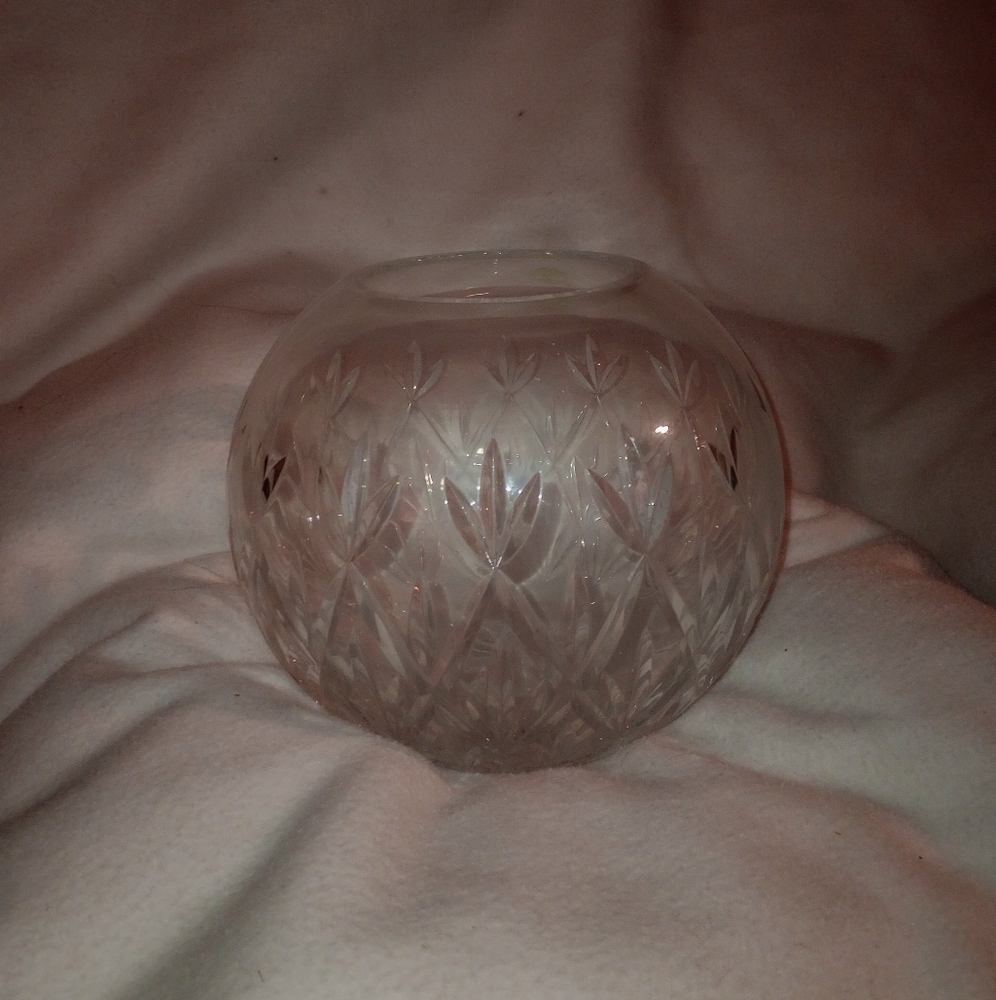 Tiffany & Co. Etched Glass Vase with Blue Label